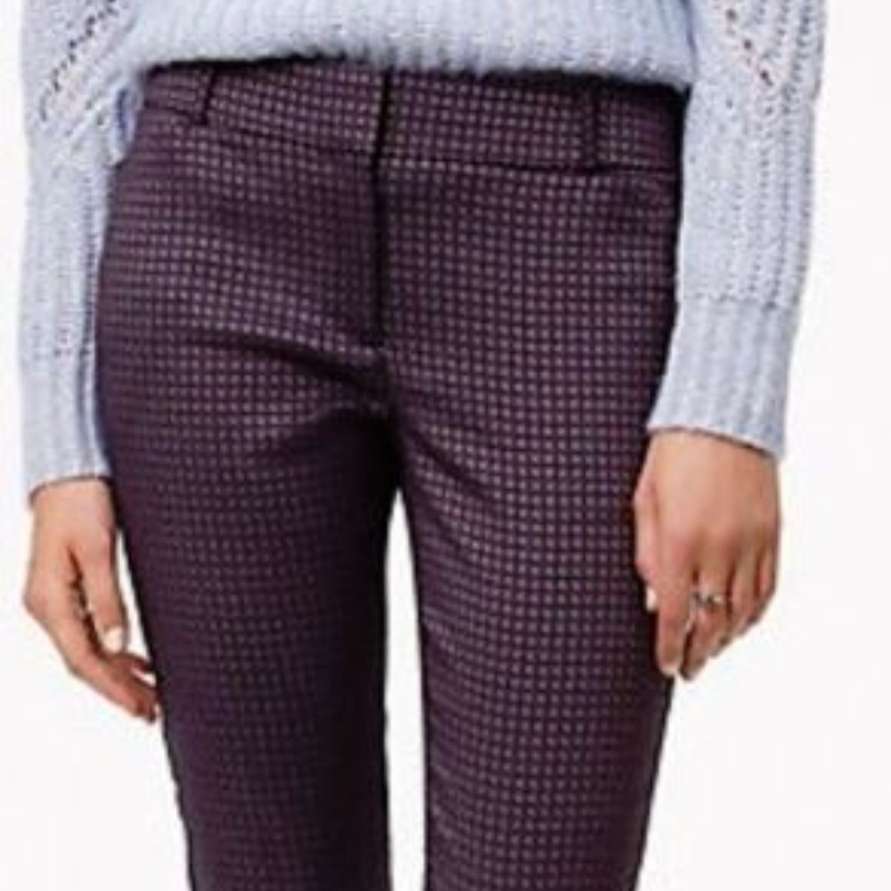 Loft Julie Skinny Curvy Navy w/print
